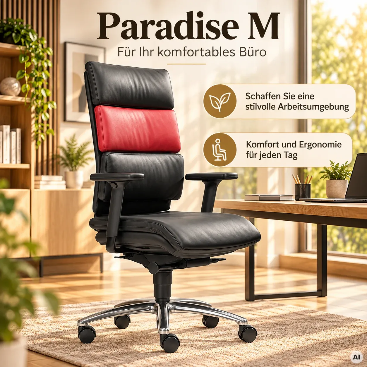 Paradise M - Hochwertiger Bürostuhl mit Kissen